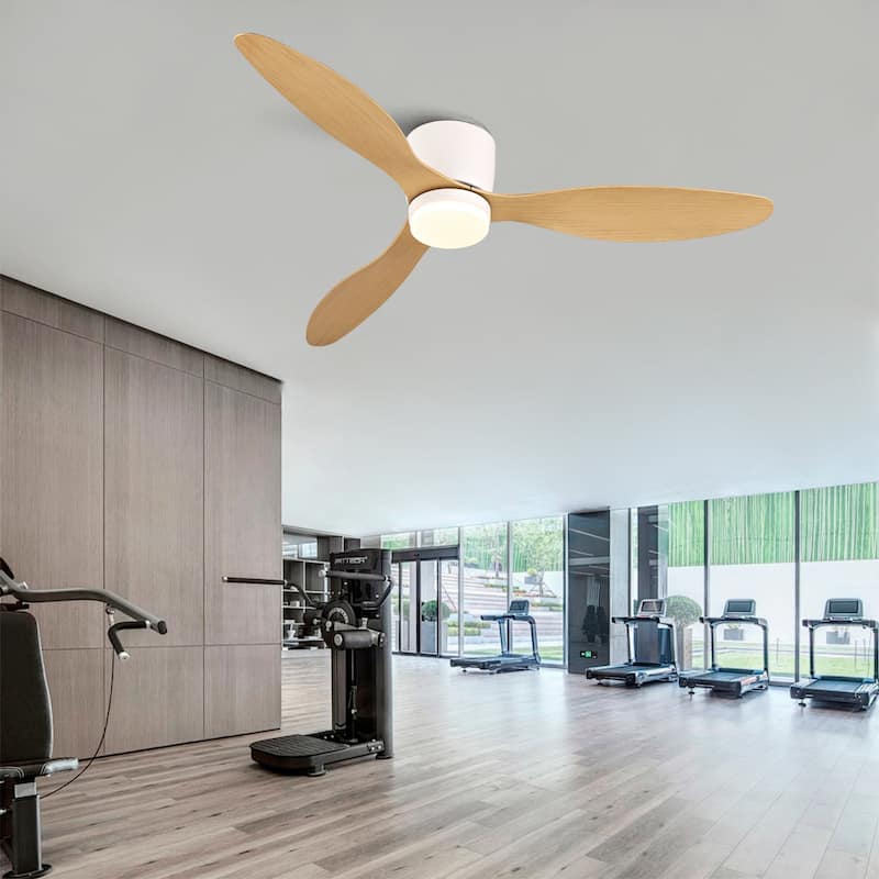 52-inch Ceiling Fan with Light, Ultra-Slim Flush-Mount Design, 3 ABS Plastic Blades, Remote Control Included
