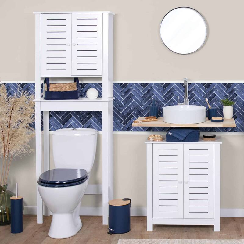 Santorin Over The Toilet Storage Cabinet with Double Vented Doors - 24.8"L x 9"W x 70.5"H