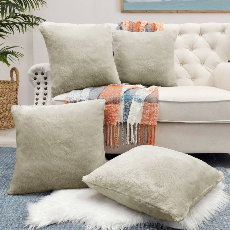 Fauxfur Pillow Shell Set 20'X20" - Oatmeal