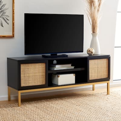 SAFAVIEH Zadie 1 Shelf Rattan Media Stand - 54" W x 15" D x 22" H