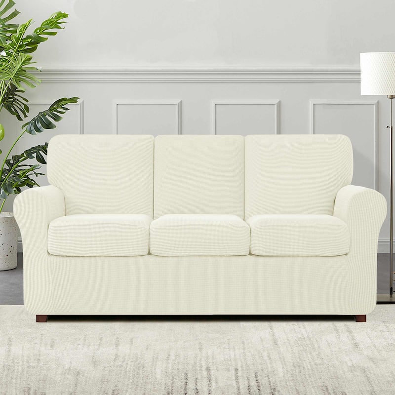 Subrtex 7-Piece Stretch Sofa Slipcover Sets with 3 Backrest Cushion Covers and 3 Seat Cushion Covers