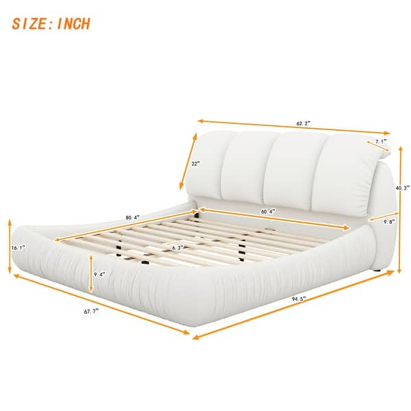 dimension image slide 1 of 4, WW Queen Size Luxury Upholstered Bed