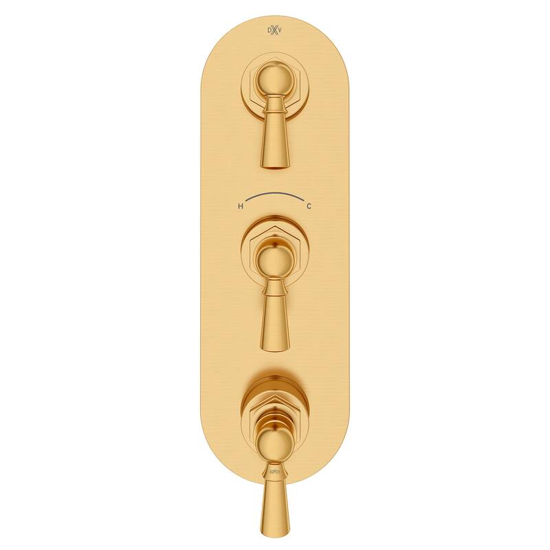 DXV Oak Hill Three-Handle Thermostatic Valve Trim with Lever Handles