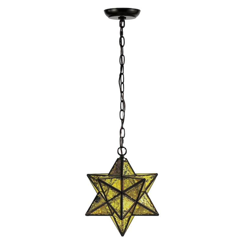 Lynn Moravian Star Metal/Clear Glass LED Pendant, by JONATHAN Y - 1 Light