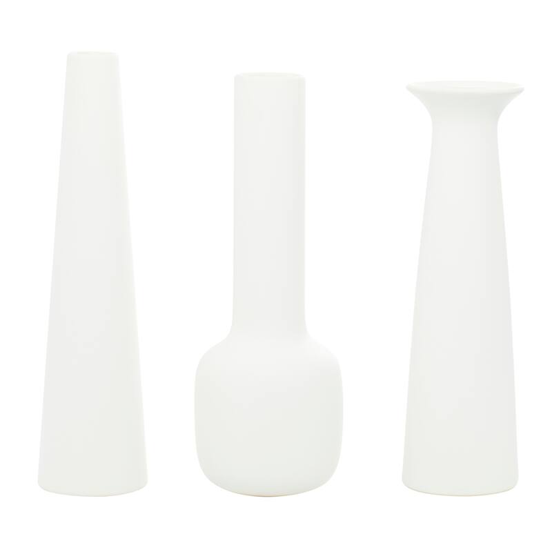 CosmoLiving by Cosmopolitan Ceramic Vase with Handles (Set of 3) - Black or White