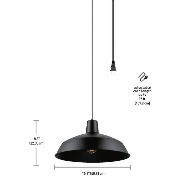 Warehouse Matte Black Plug In Pendant Globe Electric Barnyard