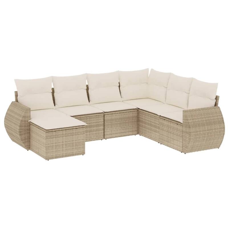 vidaXL Patio Sofa Set with Cushions Outdoor Conversation Furniture Poly Rattan
