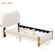 preview thumbnail 27 of 33, Upholstered platform bed with wooden support feet