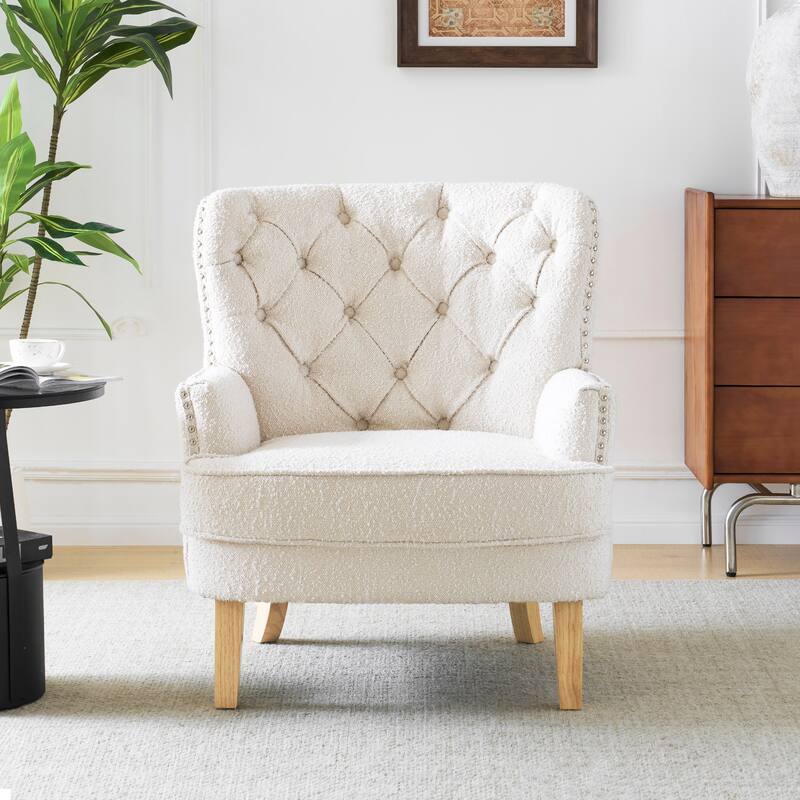 Almond Wood+Fabric Club Chair 30x30x34 inches - Multi-Color