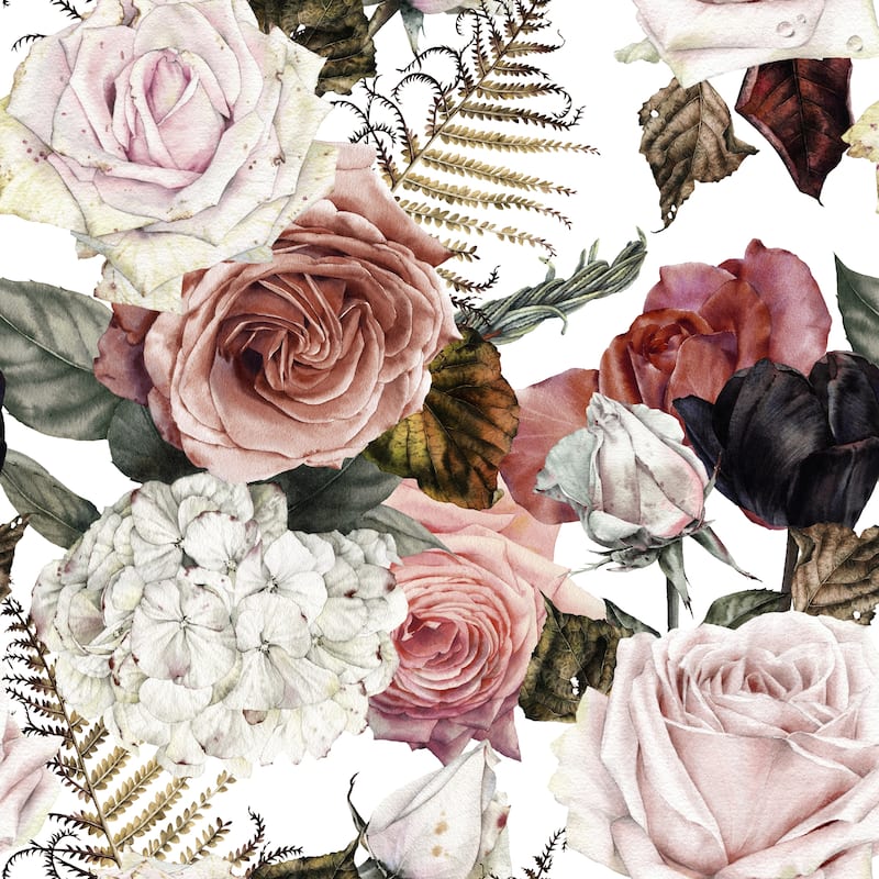 Houdourous Assorti Floral Removable Wallpaper - 10'ft H x 24''inch W - 10'ft H x 24''inch W - Magenta