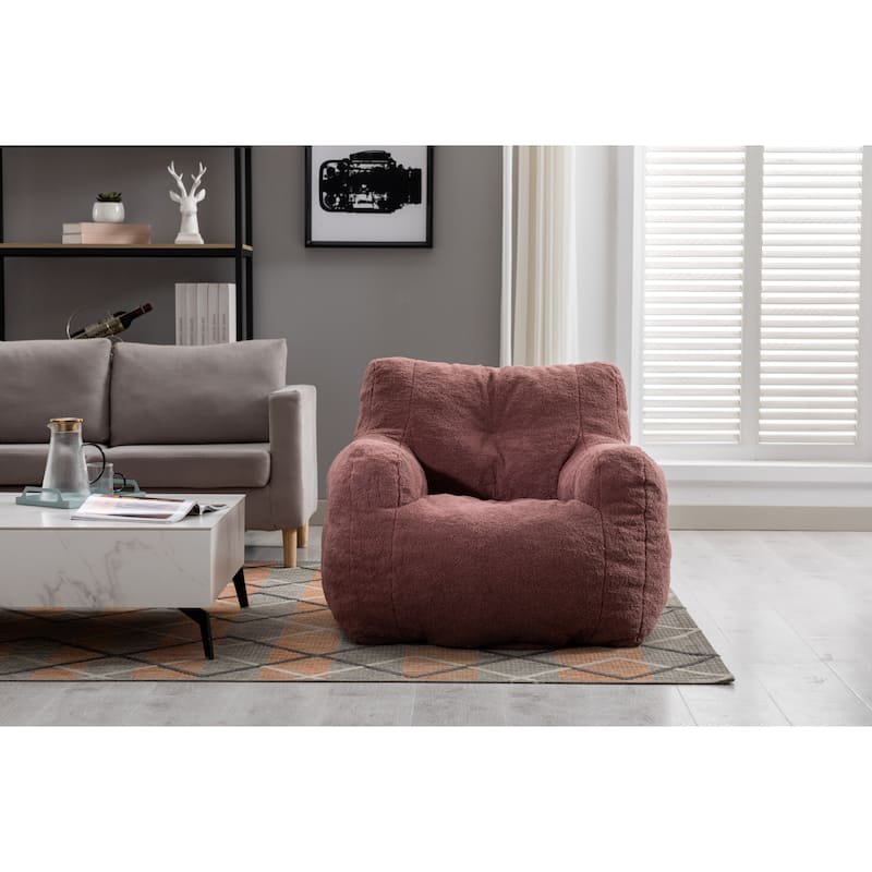 Bean Paste Red Teddy 39.37" Bean Bag Chair with Memory Sponge