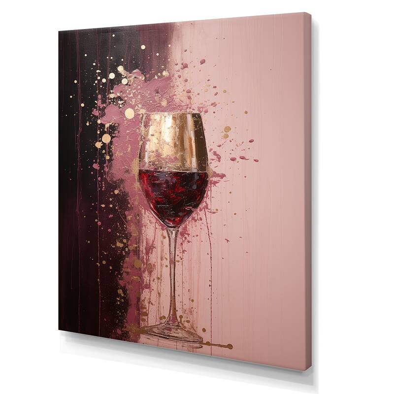 Designart "Magic Millesime Red Wine Glass" Champagne Wall Art