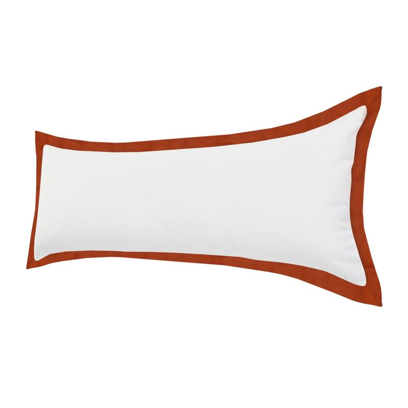 HomeRoots 14" X 36" White And Red 100% Cotton Geometric Zippered Pillow