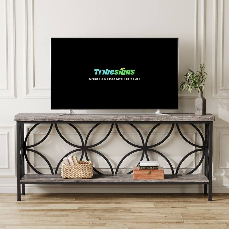 70.9 Inches Industrial Sofa Console Table with Storage Shelf - 70.9" L × 11.8" W × 31.9" H