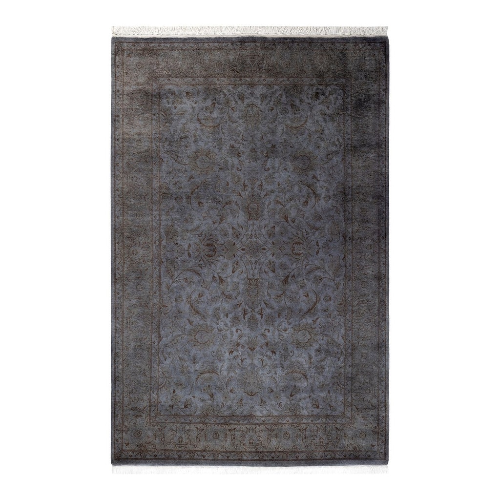 Overton Hand Knotted Wool Vintage Inspired Modern Contemporary Overdyed Gray Area Rug - 4' 2" x 6' 5"
