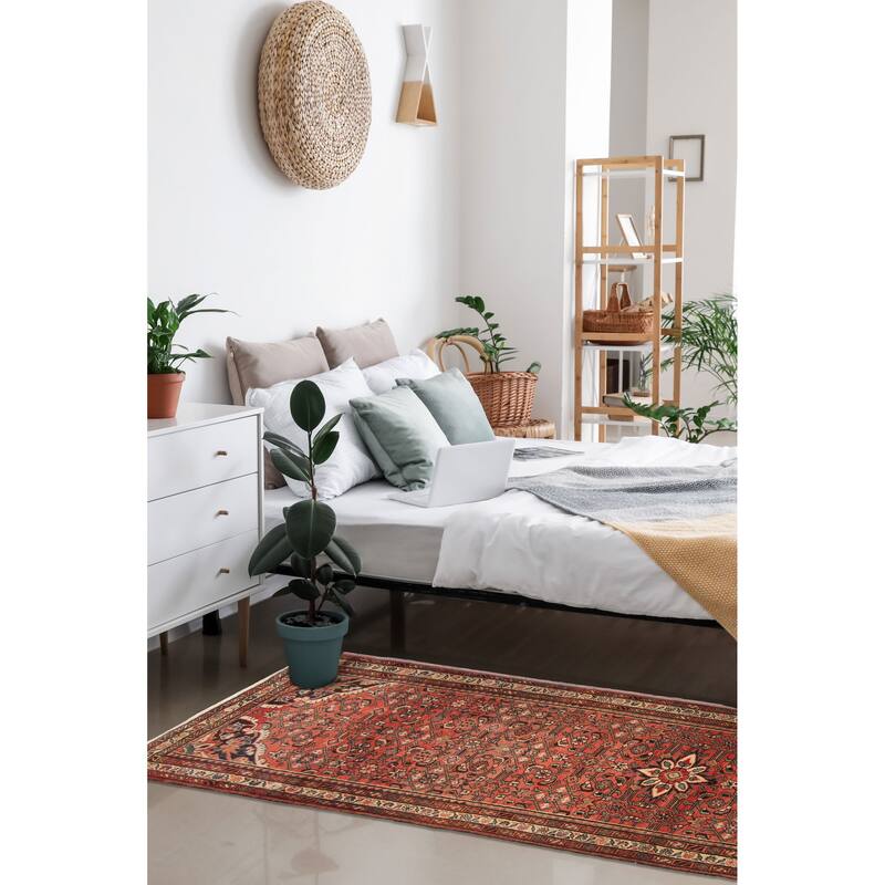 ECARPETGALLERY Hand-knotted Andelz Red Wool Rug - 3'7 x 10'9