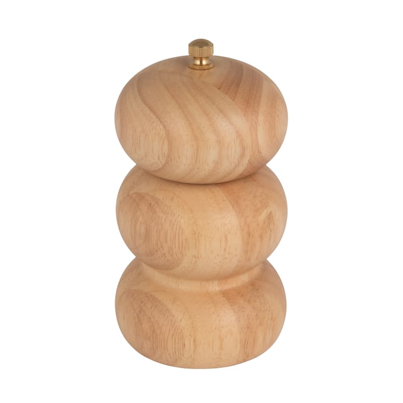 Rubberwood Salt and Pepper Mill - 3.0"L x 3.0"W x 5.13"H