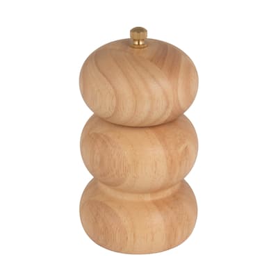 Rubberwood Salt and Pepper Mill - 3.0"L x 3.0"W x 5.13"H