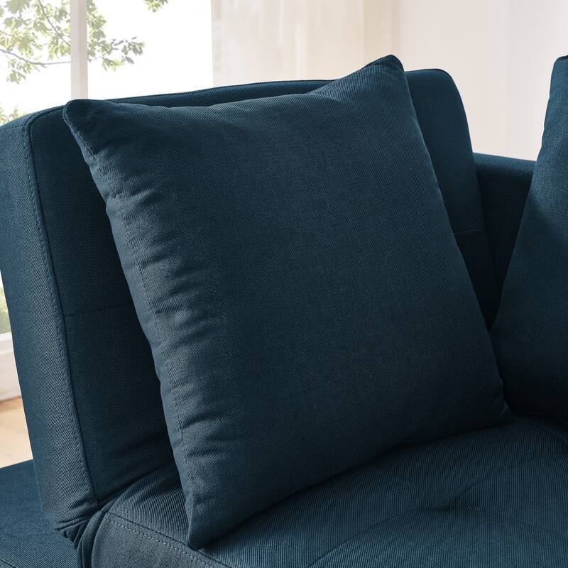 Roomfitters Convertible Sleeper Sofa Chair with Adjustable Backrest, Pullout Bed and Wheels, Linen Fabric