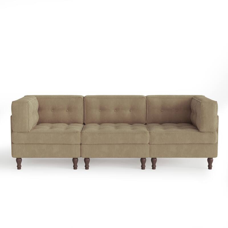 98"W Modular Upholstered Corduroy Sectional Sofa for Living Room