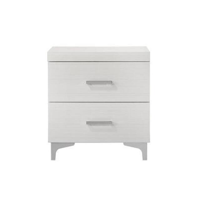 2-Drawer Nightstand in White Finish - White - 2-drawer