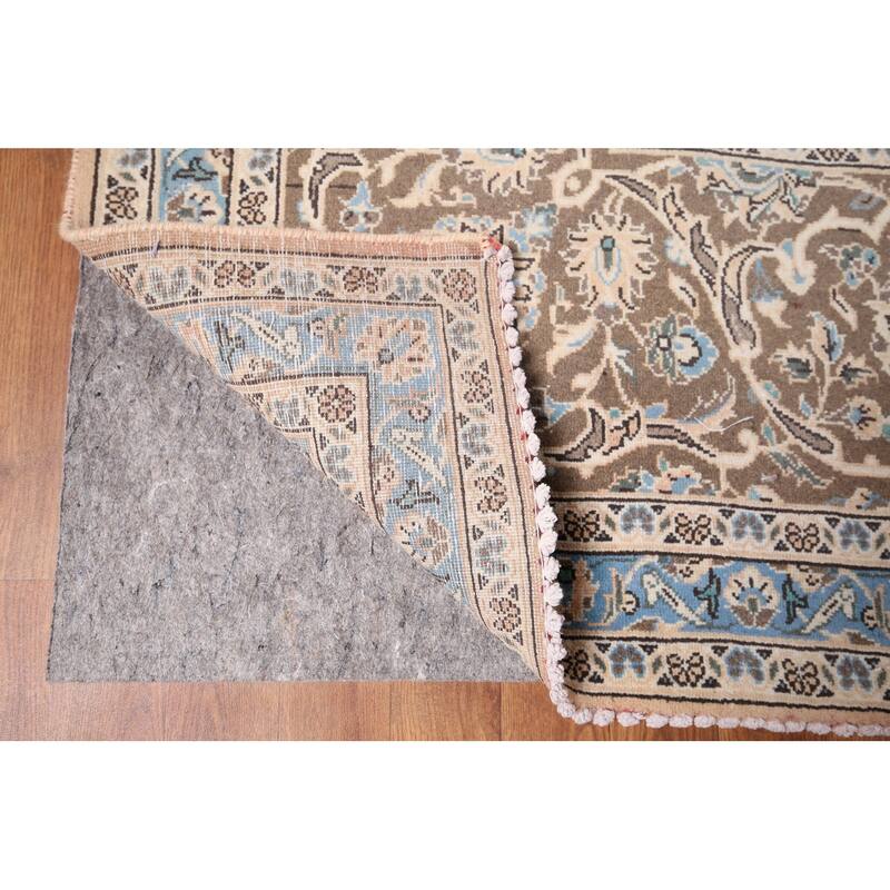 Traditional Mashad Vintage Persian Large Rug Handmade Pink Wool Carpet - 10'0" x 16'2"