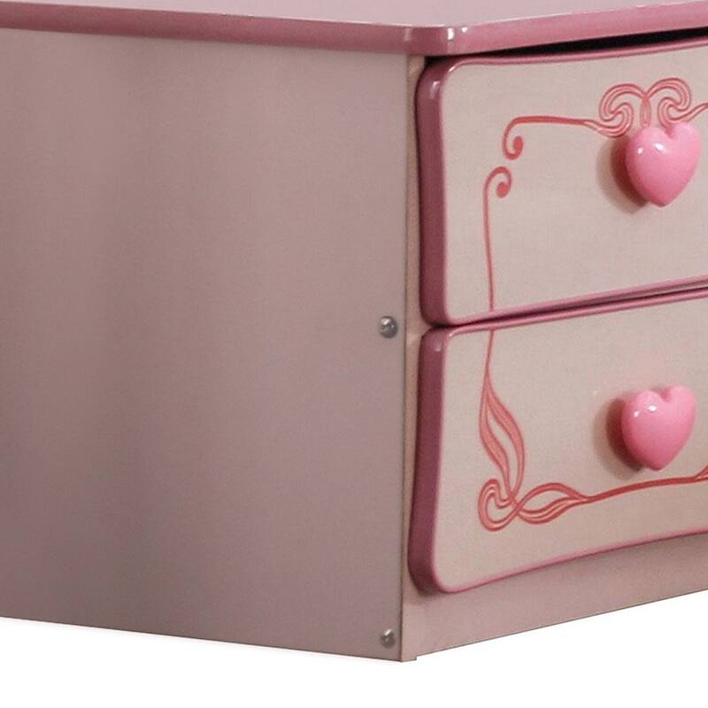 Pink 2 Drawer 19.5 in. W Nightstand with Sturdy Drawer Pulls