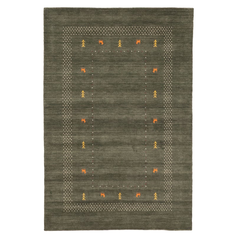 ECARPETGALLERY Hand Loomed Kashkuli Gabbeh Dark Green Wool Rug - 5'1 x 7'11
