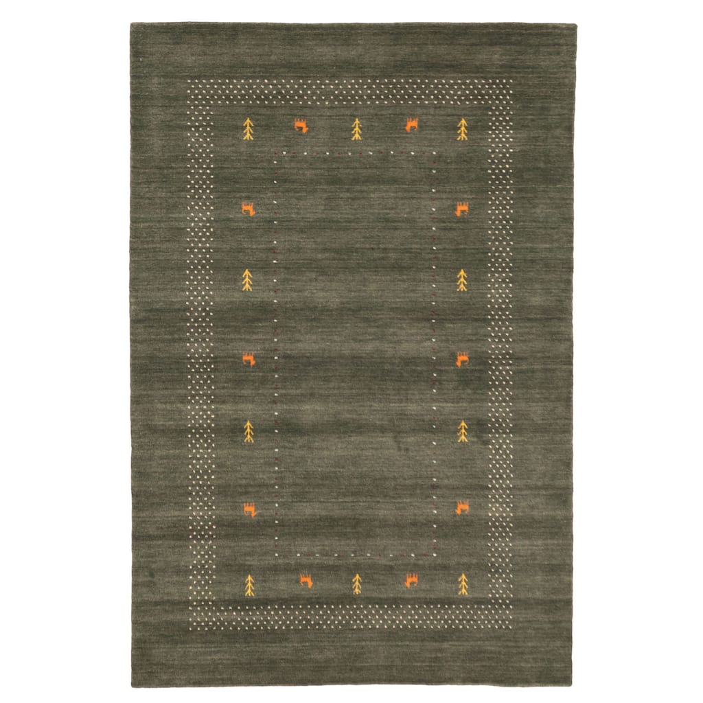ECARPETGALLERY Hand Loomed Kashkuli Gabbeh Dark Green Wool Rug - 5'1 x 7'11