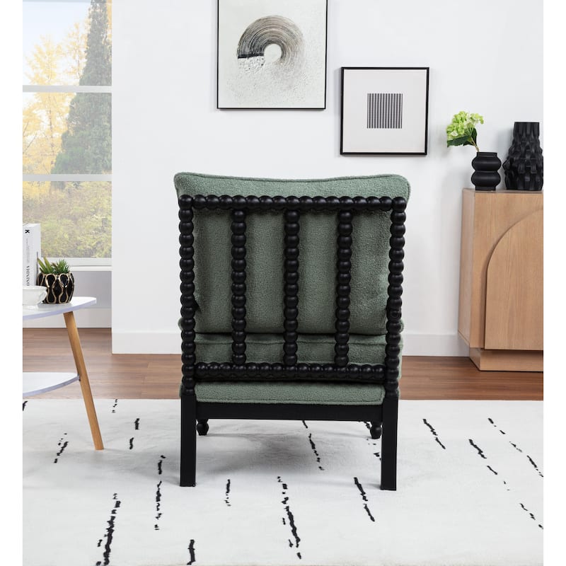 SEYNAR Mid Century Teddy Velvet Fabric Wood Accent Armchair with Cushion Set of 2