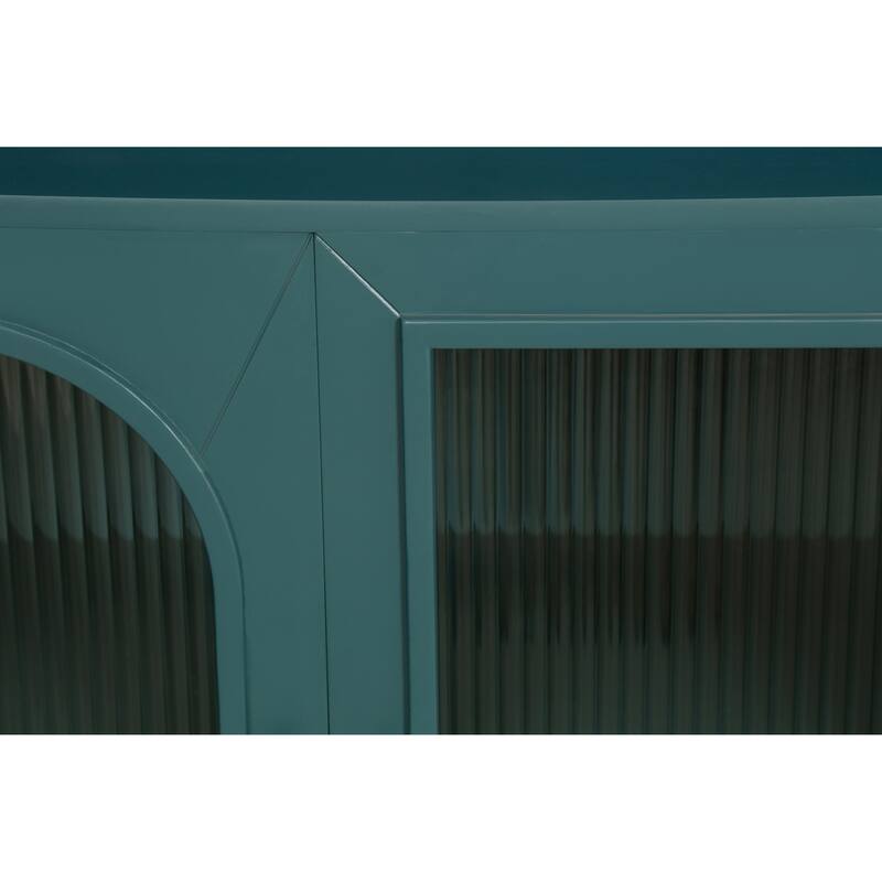 GDFStudio - Azureline Modern Wooden TV Stand with Glass Doors and Adjustable Storage for 65+ Inch TVs