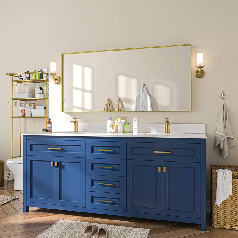 TOOLKISS Right Angle Aluminum Frame Bathroom Vanity Mirror with Clear Glass