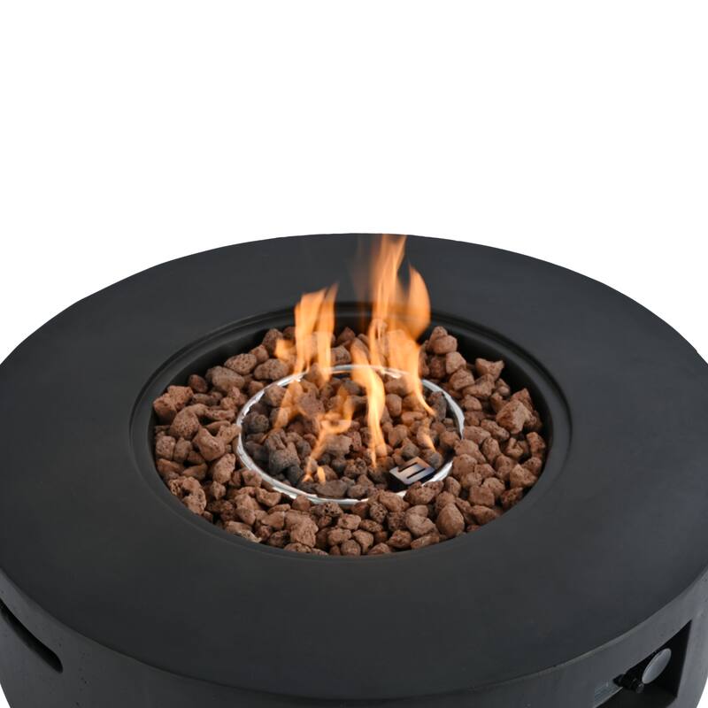 38.2" Round Outdoor Propane Fire Pit, Outside Fire Pit Table with 50000 BTU, Steel Burner, Lava Rocks, Waterproof Cover