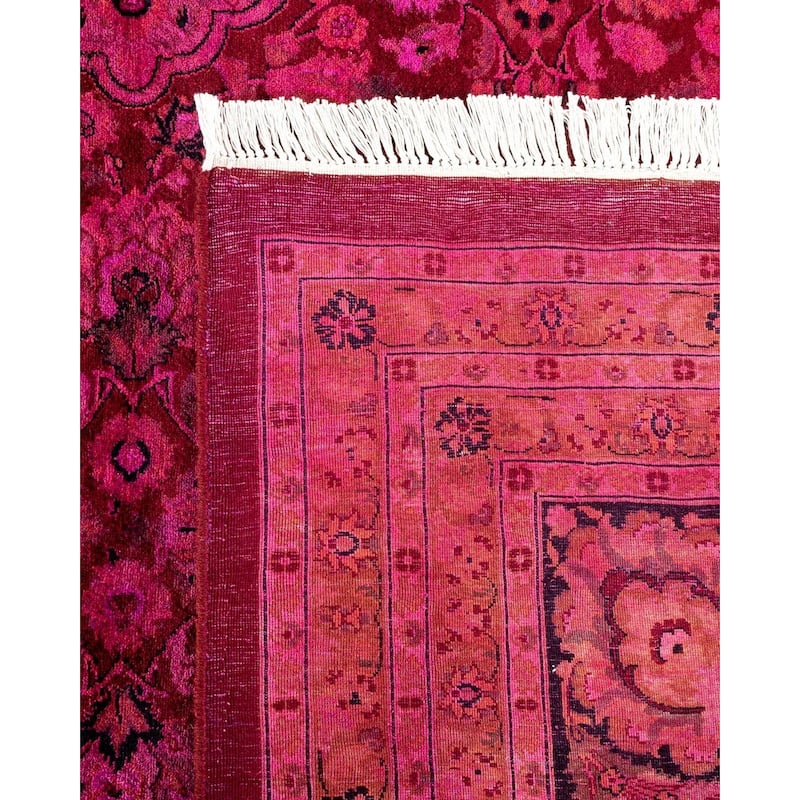 Overton Handknotted Wool Vintage Inspired Contemporary Overdyed Purple Area Rug - 17' 8" x 12' 3"
