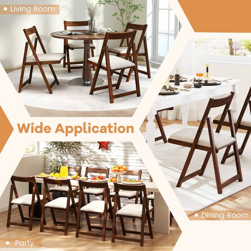 Gymax Upholstered Dining Chair Set of 4 w/ Curved Backrest Rubber Wood