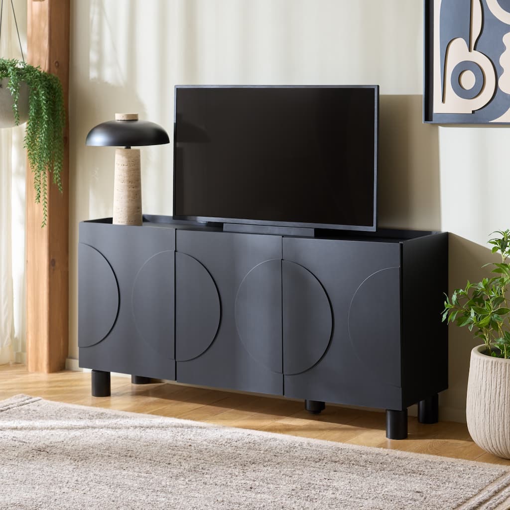 SAFAVIEH Marrero 4-Door Entertainment Media Console for TVs up to 65", Storage Cabinet TV Stand for Living Room