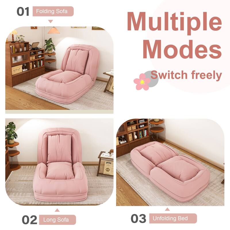 Rossetta Modern Foldable Adjustable Design Corduroy Lazy Bean Bag Chair with 2 Soft Pillows, Pets Friendly