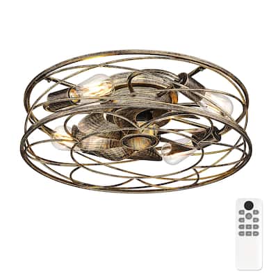 20" Farmhouse Reversible Caged Ceiling Fan with Light Kit and Remote Control - 20 Inches