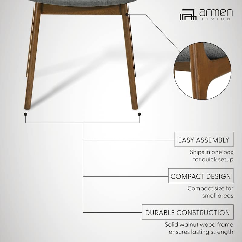 Kalia Mid-Century Modern Upholstered Wood Dining Chairs - Set of 2
