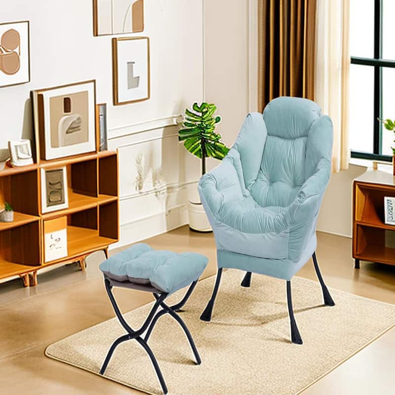 Tufted Accent Chair with Ottoman Cushion Chair Wingback Chair, Upholstered Chairs Lounge Chair with Armrests Side Pocket