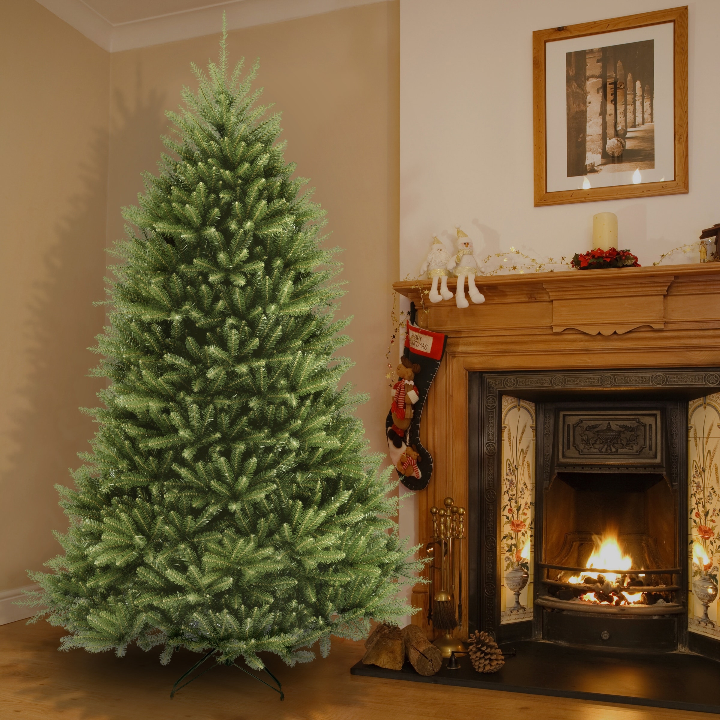 National Tree Company 6.5 ft. Pre-Lit Dunhill Fir Artificial Christmas Tree, 650 Warm White LED Lights, 1,838 Tips - 6.5 Foot