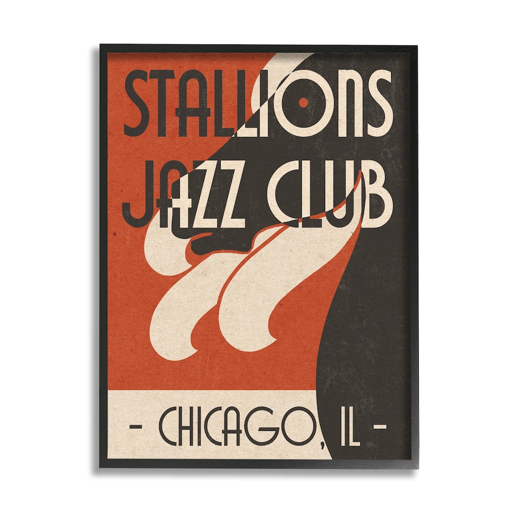 Stupell Stallions Jazz Club Retro Abstract Horse Chicago Illinois Framed Wall Art