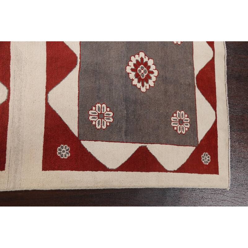 Geometric Gabbeh Kashkoli Area Rug Hand-knotted Oriental Wool Carpet - 6'1" x 8'11"
