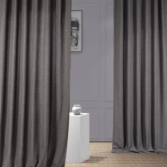 Exclusive Fabrics Italian Faux Linen Curtain (1 Panel) - 50 X 96 - Anchor Grey