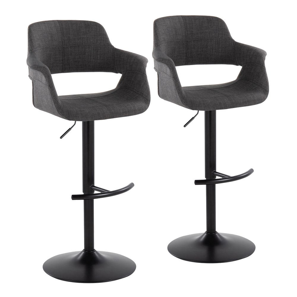 Lumisource Barstool with Swivel in Black and Charcoal, Set of 2 - 19"Lx23.5"Wx39-47.5"H