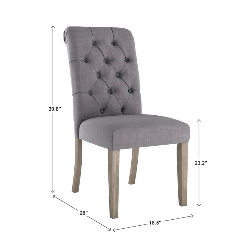 Benchwright Linen Tufted Dining Chair with Grey Finish Legs (Set of 2) by iNSPIRE Q Artisan