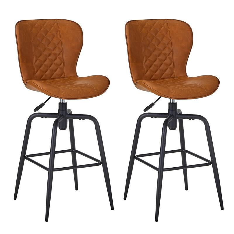 VECELO Counter Height Barstools Adjustable Kitchen Bar Stools with Back Armless PU Leather Barstools Set of 2/4/6