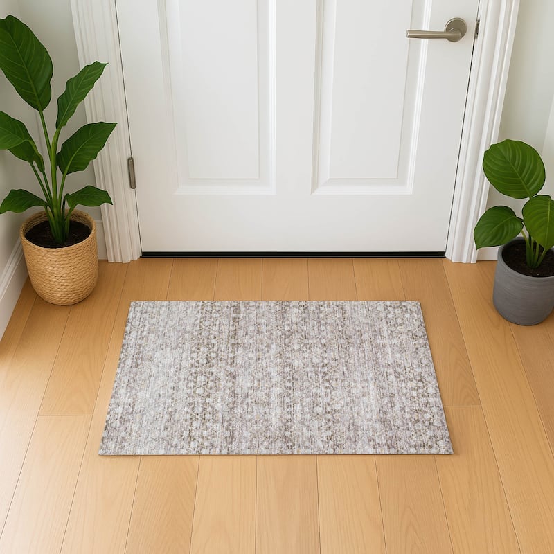 Premium Washable Super Soft Vintage Traditional Mayfield Rug - Taupe - 1'8" x 2'6"