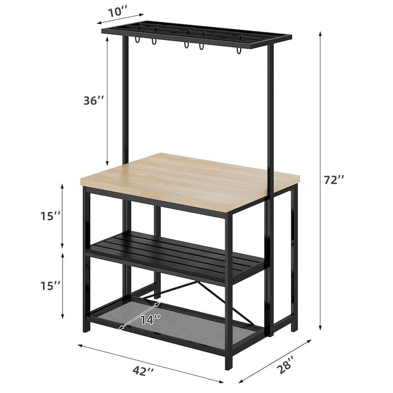42" Kitchen Island Table Microwave Stand Oven Shelf with Storage - 42"D x 28"W x 72"H