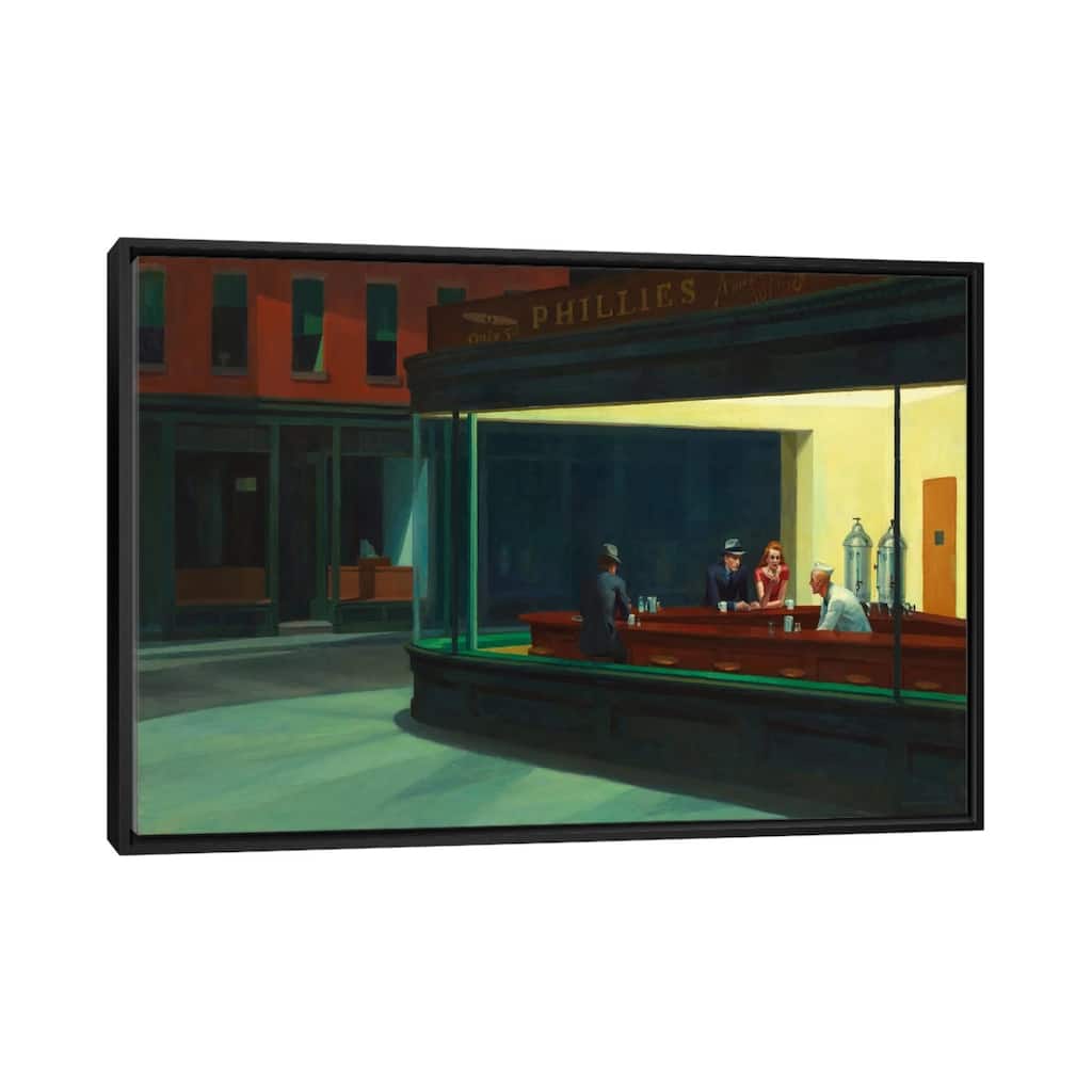 iCanvas "Nighthawks, 1942" by Edward Hopper Framed Canvas Print